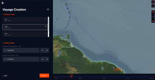 Voyage creation interface